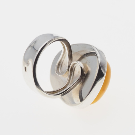 Pierścionek regulowany - Mleczny Bursztyn trapez w srebrze