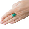 Pierścionek regulowany z owalnym Malachitem 16x12 w młotkowanym srebrze złoconym