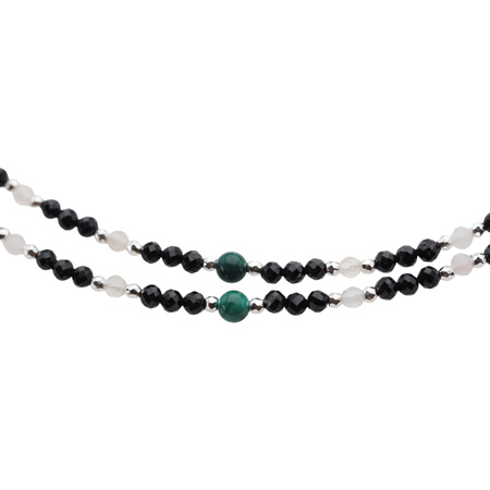 Naszyjnik mix - Turmalin, cytryn, kwarc różowy i srebro