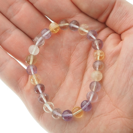 Bransoletka 17,5 cm na gumce - cięty Ametryn kulki 7mm