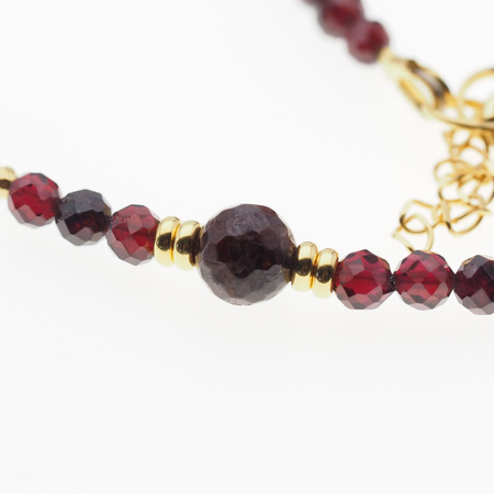 Naszyjnik - Granat, Turmalin czarny, Hematyt i srebro złocone