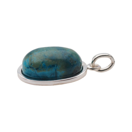 Zawieszka - Chryzokola owal 14x10 mm w srebrze