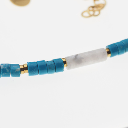 Naszyjnik regulowany - Turkus, Howlit, Hematyt i srebro złocone