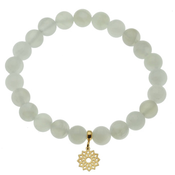 Bransoletka 18 cm - Kamień Księżycowy kulki i srebro złocone