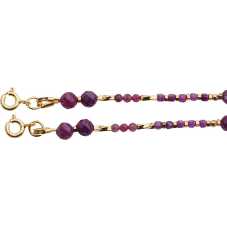 Bransoletka - rubin, złoty hematyt i srebro złocone