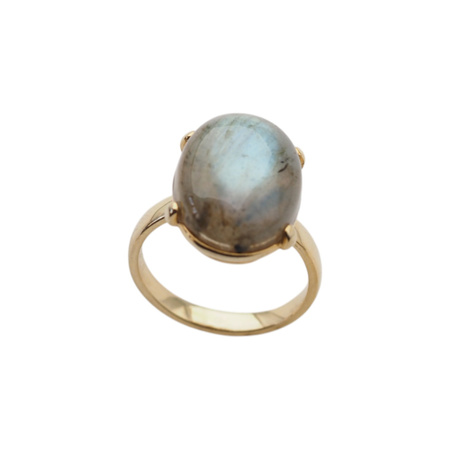Pierścionek z Labradorytem owalnym w srebrze złoconym rozmiar 16