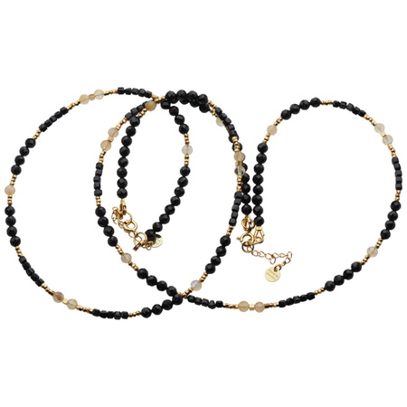 Naszyjnik - Turmalin, cytryn, hematyt złoty i srebro złocone