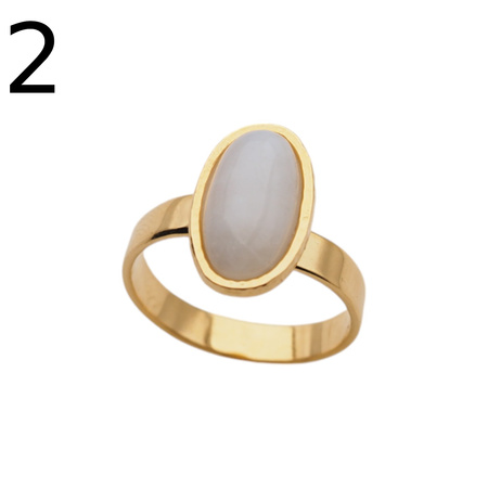 Pierścionek regulowany - Kamień Księżycowy owal i srebro złocone