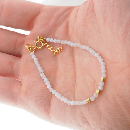 Bransoletka - cięty Chalcedon i srebro złocone