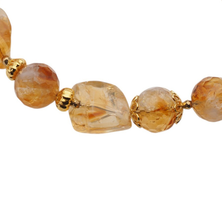 Bransoletka - Cytryn cięty, Kwarc Różowy i srebro złocone