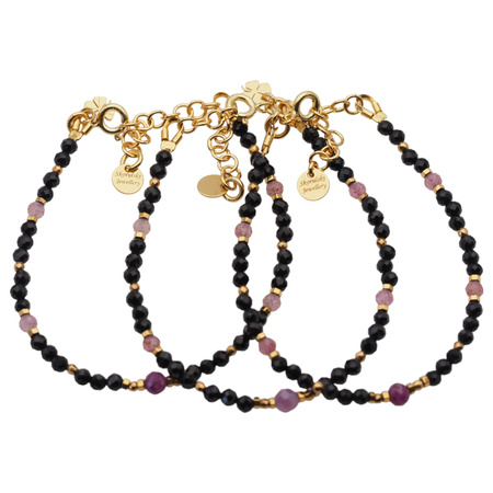 Bransoletka znak zodiaku baran - mix kamieni i srebro złocone