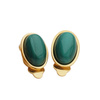 Klipsy - Malachit owalny w srebrze złoconym
