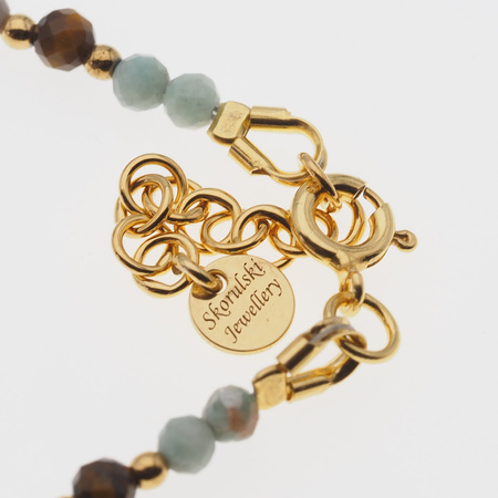 Bransoletka znak zodiaku rak - mix kamieni i srebro złocone