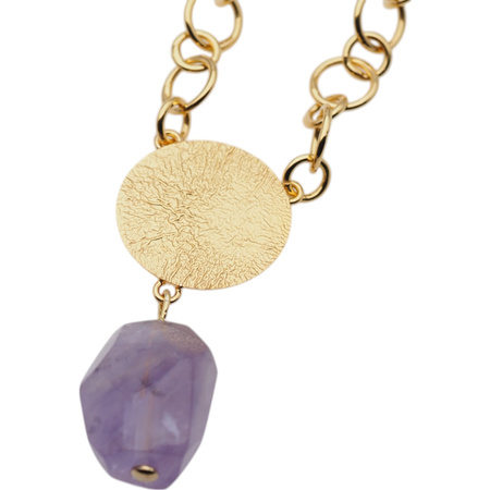 Naszyjnik długi - Ametyst i srebro złocone