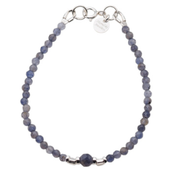 Bransoletka - Iolit cięte kulki i srebro