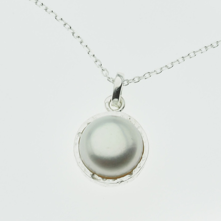 Naszyjnik srebrny - Perła okrągła na łańcuszku