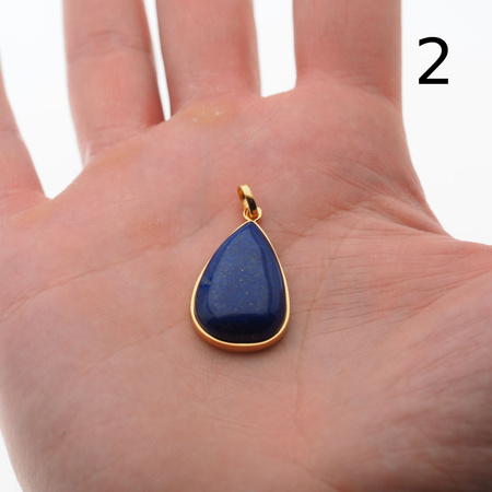 Zawieszka - srebro złocone i Lapis Lazuli w kształcie łzy