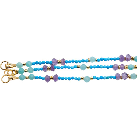 Bransoletka - Turkus, Amazonit, Ametyst i srebro złocone