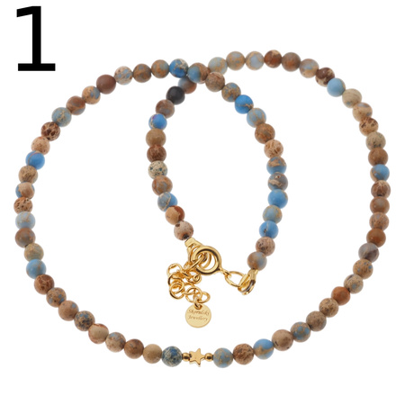 Naszyjnik z gwiazdką - Jaspis cesarski niebieski i srebro złocone