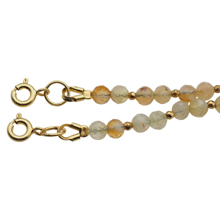 Bransoletka - Cytryn kulki i srebro złocone