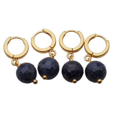 Kolczyki - Szafir kulka w srebrze zloconym