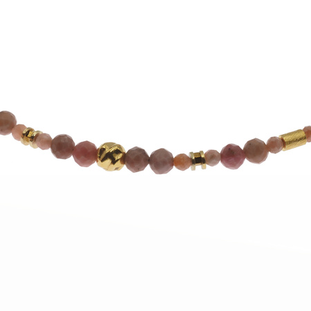 Naszyjnik regulowany - Rodochrozyt fasetowane kulki i srebro złocone