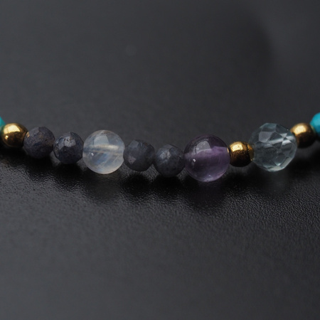 Bransoletka znak zodiaku ryby - mix kamieni i srebro złocone