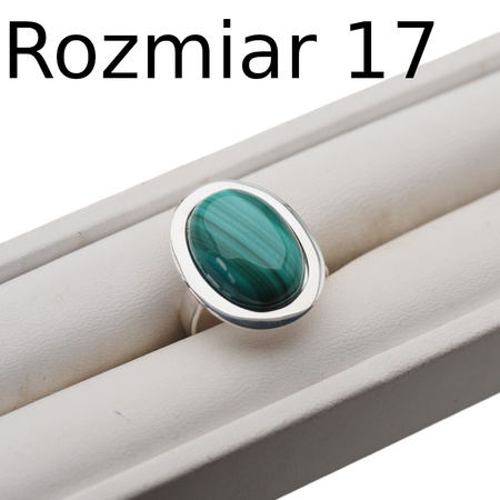 Pierścionek regulowany z owalnym Malachitem w srebrze.