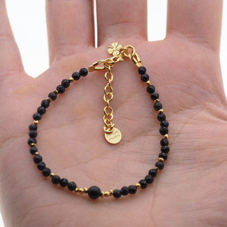 Bransoletka znak zodiaku skorpion - mix kamieni i srebro złocone