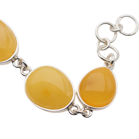 Bransoletka z mlecznym bursztynem w srebrze