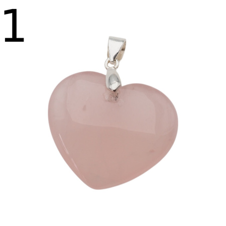 Zawieszka - Kwarc Różowy serce w srebrze