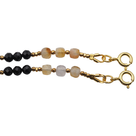 Bransoletka z Cytrynem, Turmalinem i Hematytem – ręcznie wykonana, srebro pozłacane 925