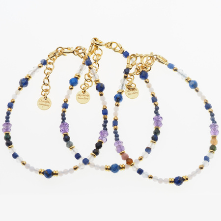 Bransoletka znak zodiaku strzelec - mix kamieni i srebro złocone