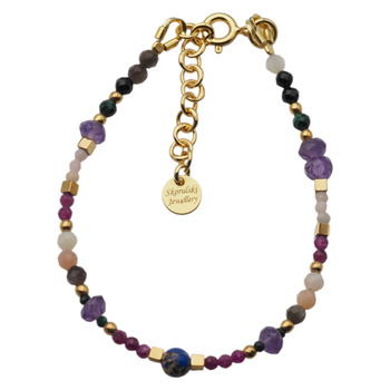 Bransoletka znak zodiaku skorpion - mix kamieni i srebro złocone