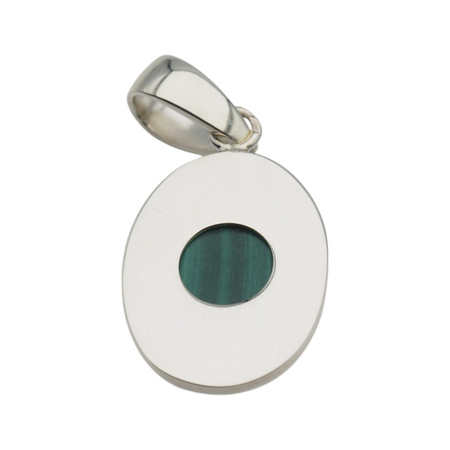 Zawieszka z owalnym malachitem w srebrze