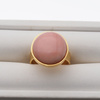 Pierścionek regulowany - Opal Różowy koło w srebrze złoconym