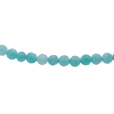 Bransoletka na nogę - Amazonit fasetowane kulki i srebro