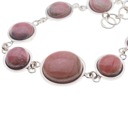 Bransoletka regulowana z okrągłym rodochrozytem w srebrze