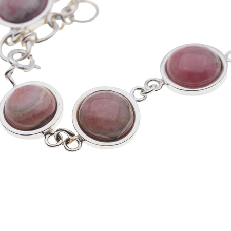 Bransoletka regulowana z okrągłym rodochrozytem w srebrze