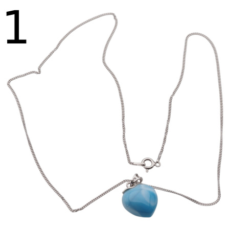 Naszyjnik z zawieszką - larimar serce w srebrze rodowanym