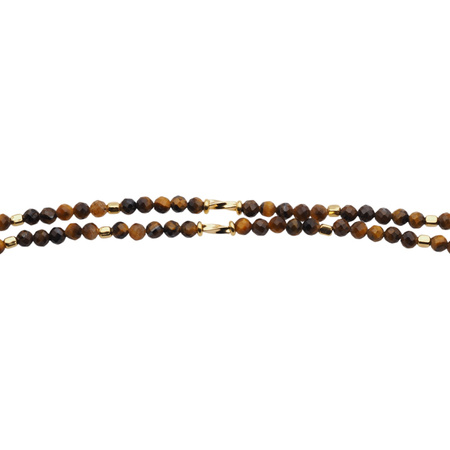 Bransoletka - Tygrysie Oko fasetowane kulki i srebro złocone