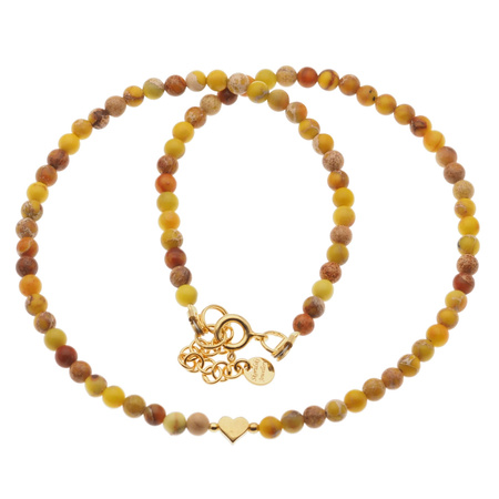 Naszyjnik z sercem - Jaspis cesarski żółty i srebro złocone