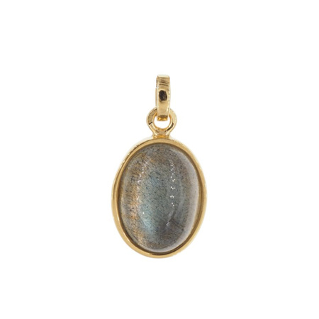 Zawieszka - Labradoryt owalny i srebro złocone