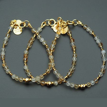 Bransoletka - Cytryn cięte kulki, oko proroka i srebro złocone