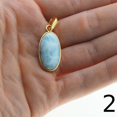 Zawieszka - larimar owalny w srebrze złoconym