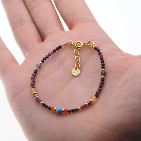 Bransoletka znak zodiaku baran - mix kamieni i srebro złocone