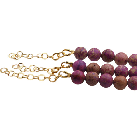 Naszyjnik - Jaspis cesarski różowy kulki i srebro złocone