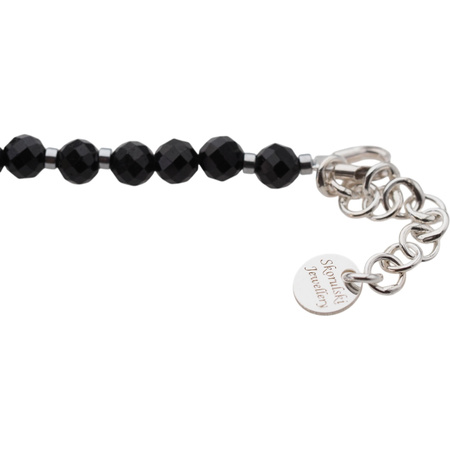 Bransoletka mix - Turmalin, ametyst, kwarc różowy, labradoryt i srebro 