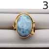 Pierścionek - owalny Larimar w srebrze złoconym z liściem