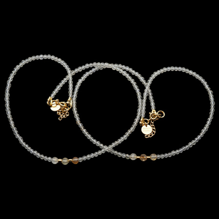 Naszyjnik - Cytryn fasetowane kulki i srebro złocone